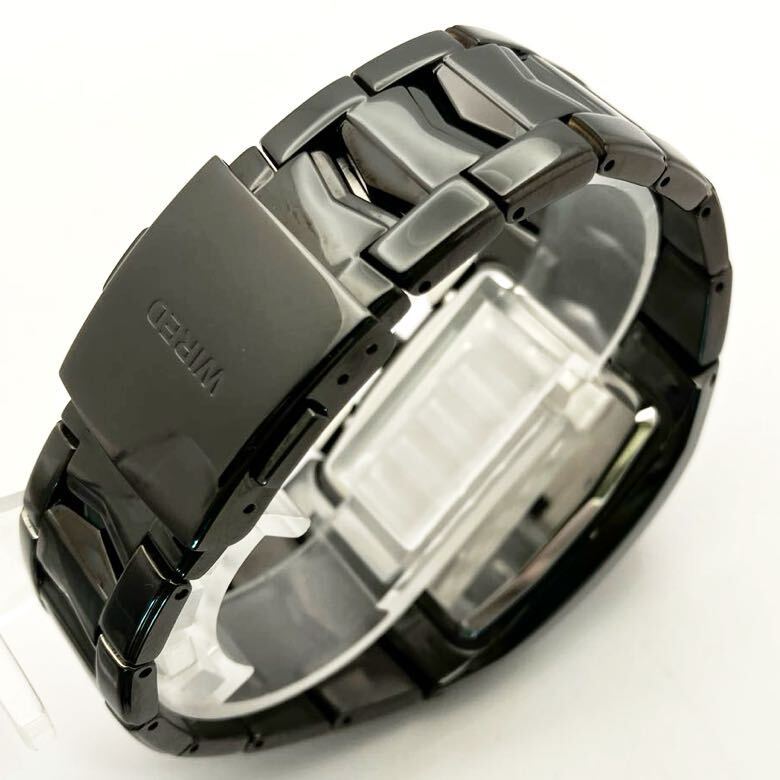 やや傷☆電池新品☆送料込☆セイコー SEIKO ワイアード WIRED 角型 クロノグラフ メンズ腕時計 パープル エックスドット7T92-0KF0 AGAV018_画像5