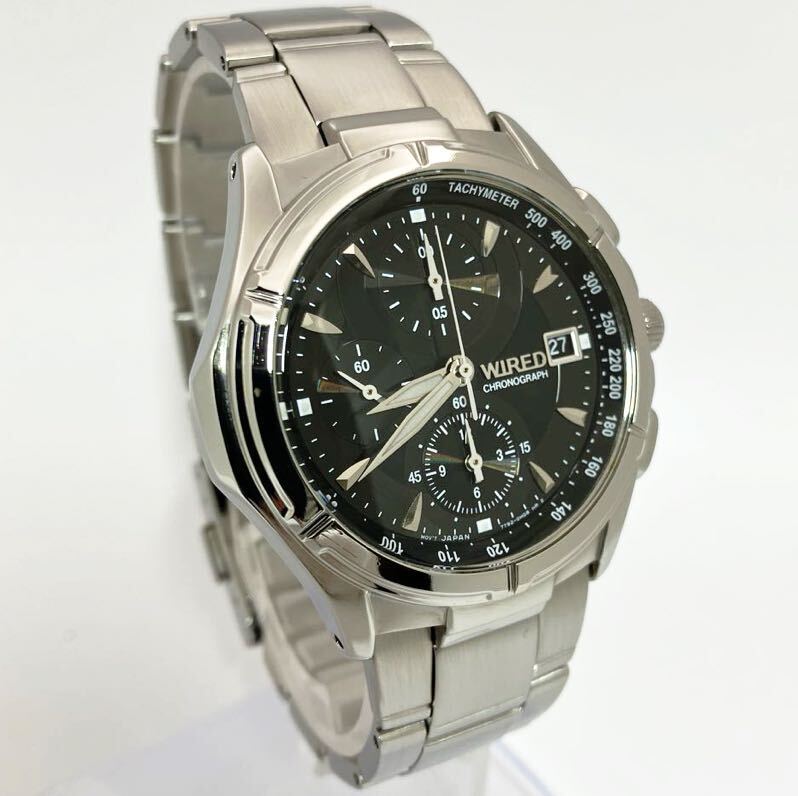  прекрасный товар * батарейка новый товар * включая доставку * Seiko SEIKO Wired WIRED мужские наручные часы хронограф smoseko черный популярный модель 7T92-0GB1 AGBV139