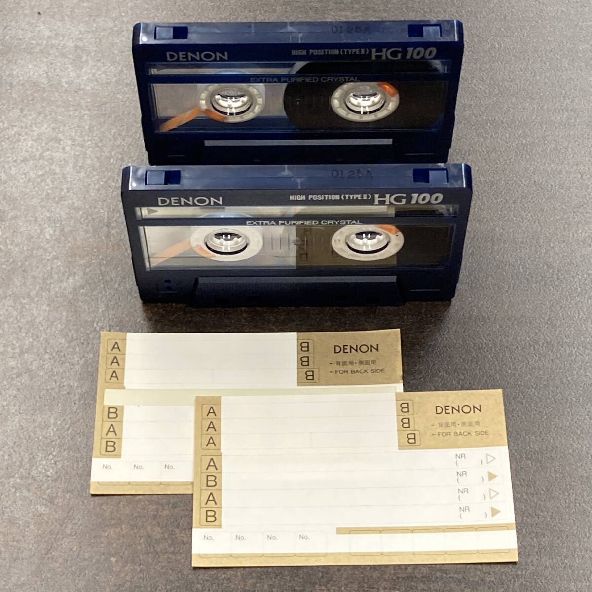 1909BT Denon HG 100 minute Hi Posi 2 ps cassette tape /Two DENON HG 100 Type II High Position Audio Cassette