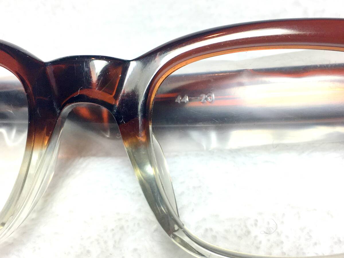デッドストック RITZ ツートン セル 眼鏡 44 小ぶり ウェリントン 7枚蝶番 茶 ビンテージ 未使用 セルフレーム ブラウン 昭和レトロ 太セルの画像2