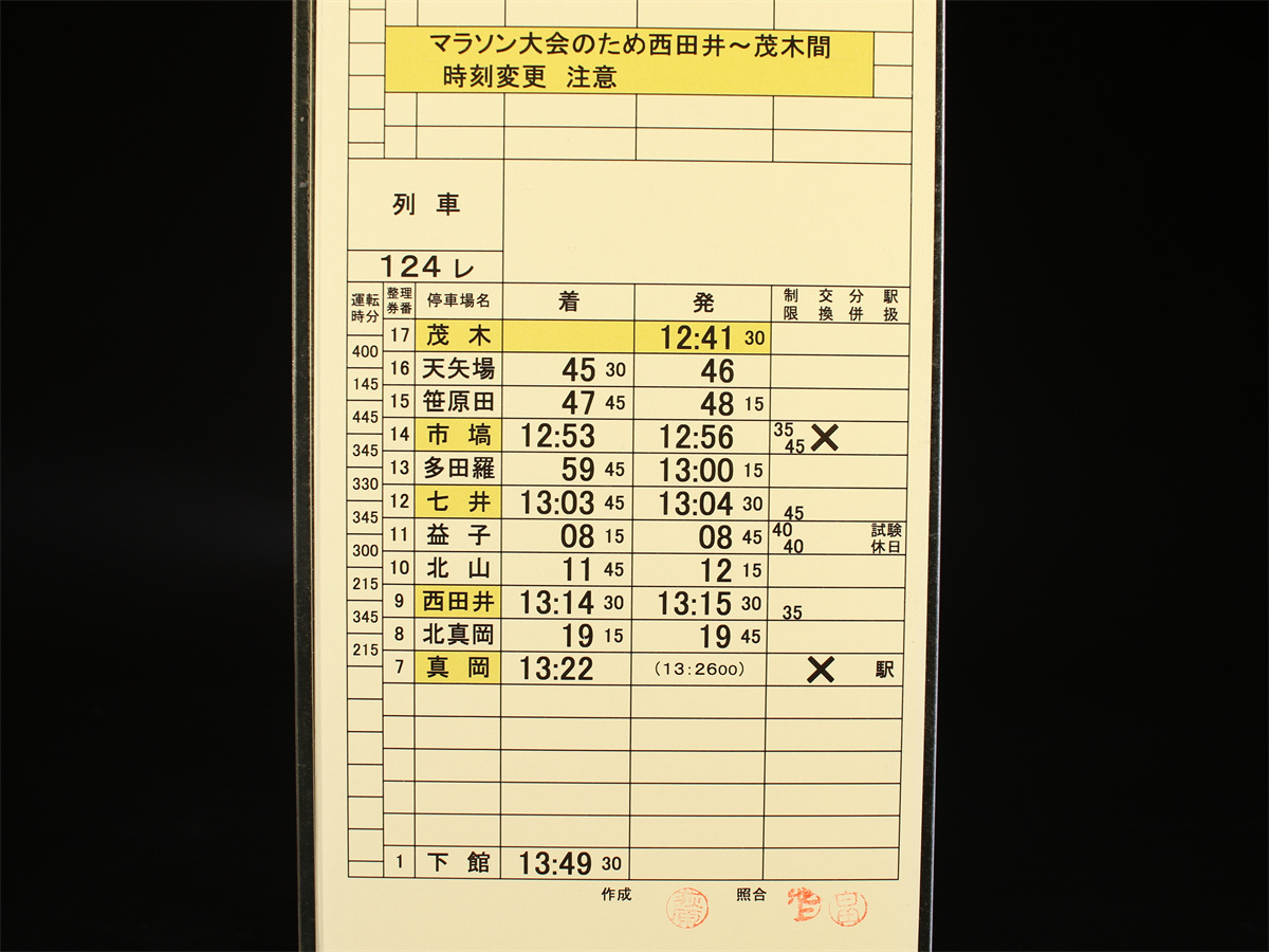 【秀】ZB256 鉄道放出品 【真岡線乗務員携帯時刻表】 説明とカバー付 美品！ｈ_画像9