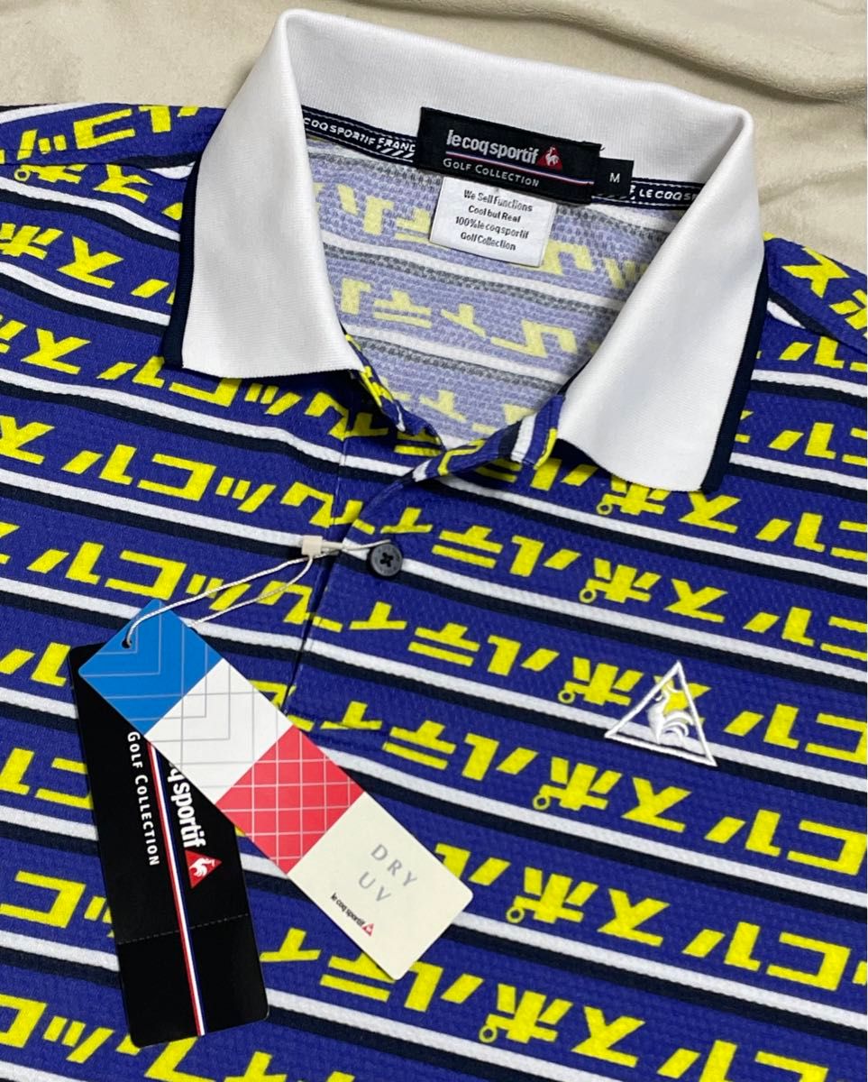 ルコックゴルフ　ドライストレッチ　ポロシャツ　M 新品　レアデザイン　総柄　速乾　定価約11,000円
