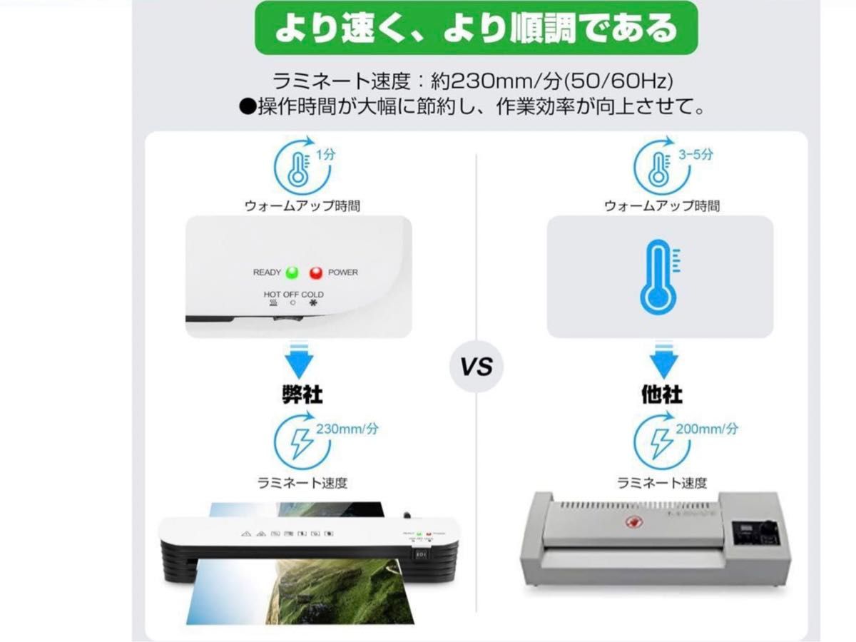 ラミネーター波打ち防止 気泡なし ABS機能 冷熱モード付 連続作業可能