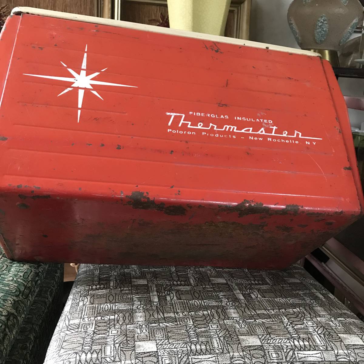  редкий!50\'s~ America античный Thermaster cooler-box USA Vintage /70\'s Jug кемпинг магазин New York гараж запад набережная б/у одежда USA