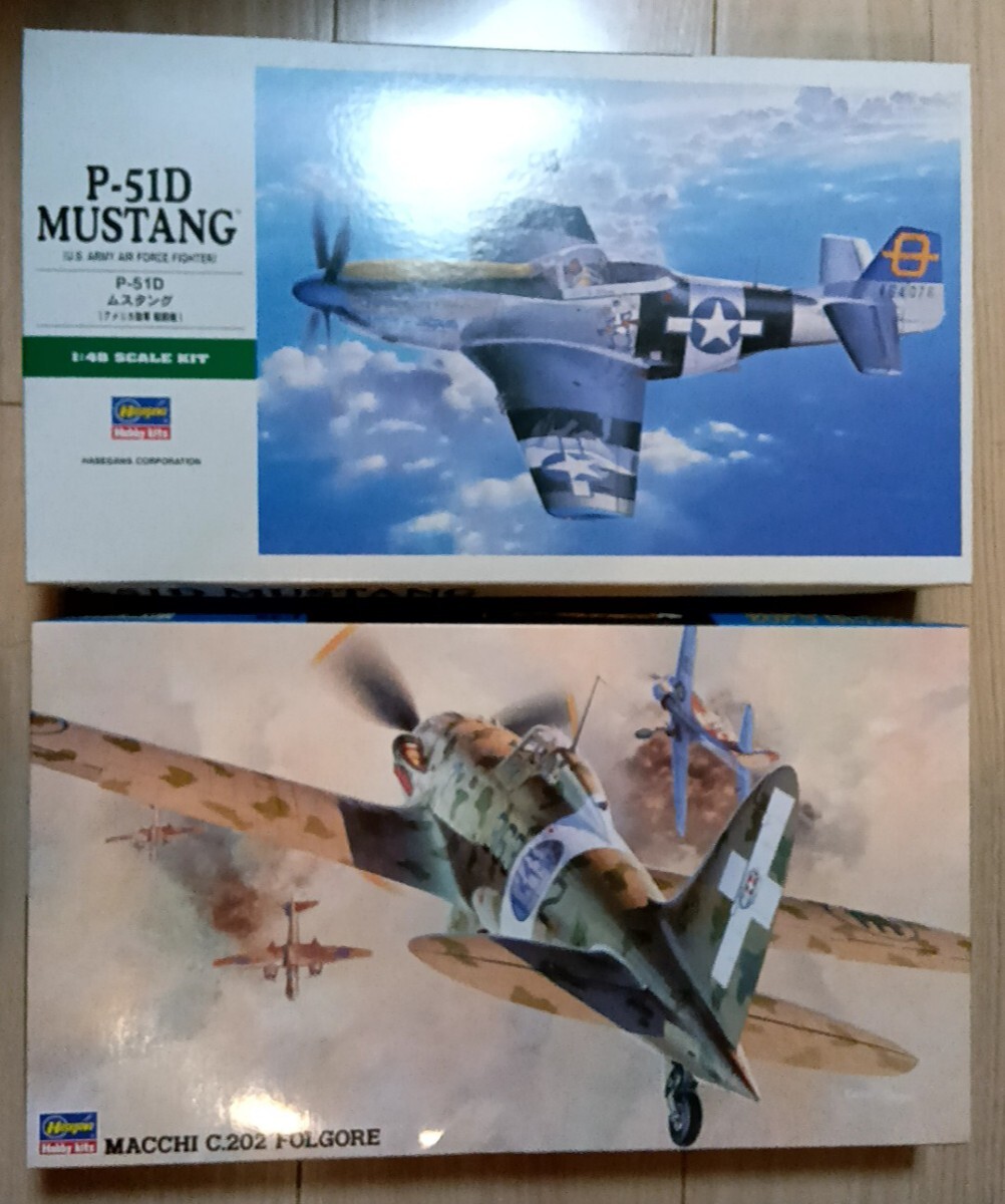 【未組立】1/48 ハセガワ ＆ エアフィックス 飛行機プラモデル ４機セット「ホーカー・フューリー、零戦一一型、P-51D、MC.202」の画像3