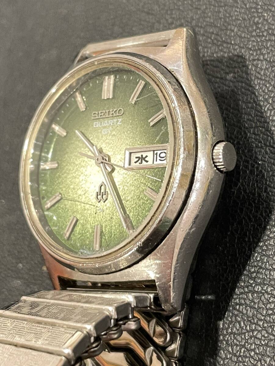 1365 SEIKO セイコー 0823-7000-G QUARTZ QT グリーン文字盤 メンズ クォーツ 腕時計 動作未確認の画像3