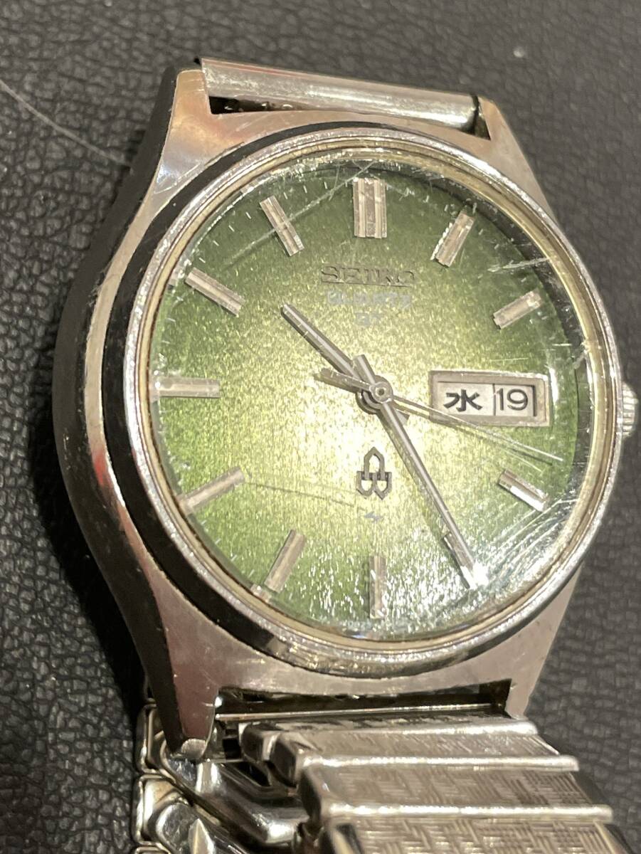 1365 SEIKO セイコー 0823-7000-G QUARTZ QT グリーン文字盤 メンズ クォーツ 腕時計 動作未確認の画像4