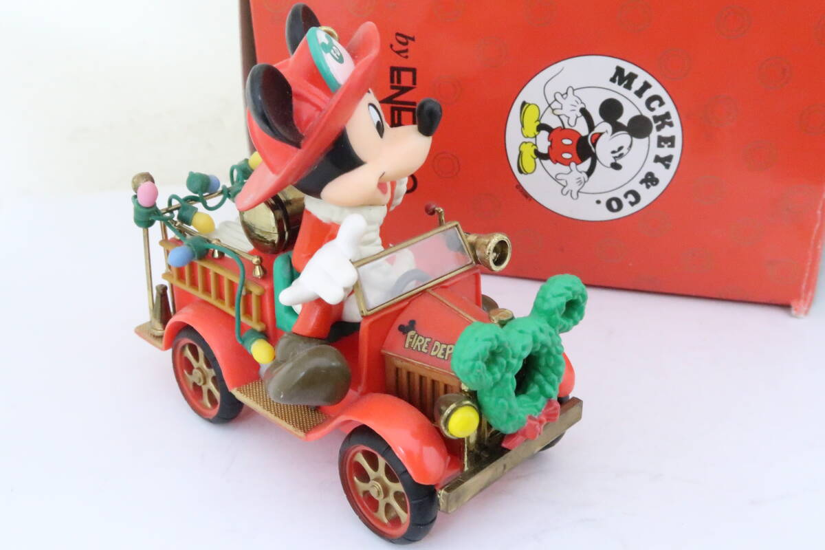 ENESCO ミッキーマウスのクリスマスオーナメント 消防車 箱付 中古 車体約9cm クコの画像3