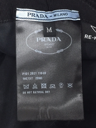 プラダ サイズ M RE-NYON リナイロン バケットハット 三角プレート 帽子 レディース ブラック系 黒系 PRADAの画像9