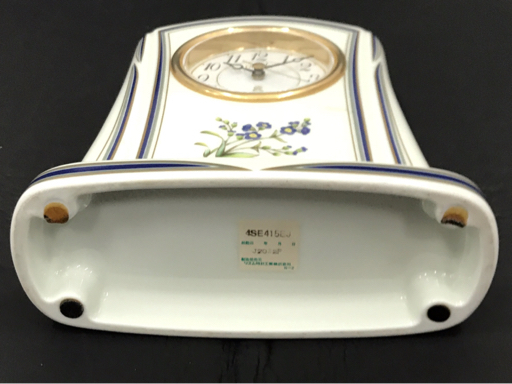1円 リズム時計工業 エミュール 置時計 時計 有田焼 磁器枠 4SE415EJ クォーツ サイズ約19.5×16×6.5cm ホワイトの画像5