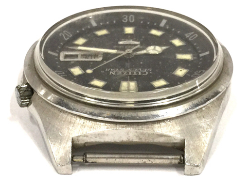 シチズン セブンスター デイデイト 自動巻 オートマチック 腕時計 メンズ ブラック文字盤 不動品 CITIZEN QR044-10の画像6