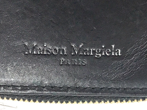 1円 メゾンマルジェラ レザー 二つ折り財布 ウォレット イタリア製 ブラック系 黒系 保存箱付き Maison Margielaの画像7