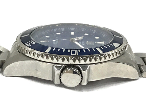 送料360円 エルジン ソーラードライブ デイト 腕時計 メンズ ブルー文字盤 未稼働品 ELGIN 同梱NGの画像3