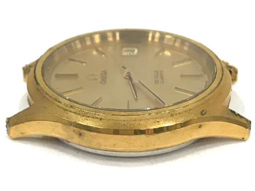 オメガ デビル デイト クォーツ 腕時計 フェイスのみ ゴールドカラー 未稼働品 ジャンク品 箱付き OMEGA_画像4