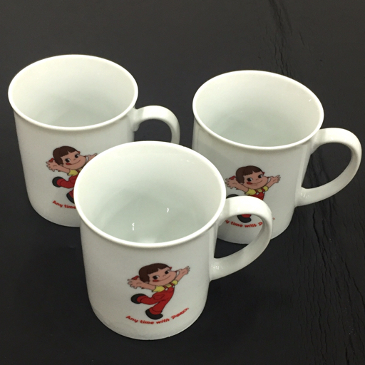 不二家 ペコちゃん マグカップ カップ Fujiya Original サイズ約8×9cm ホワイト 白 計3点 セットの画像1