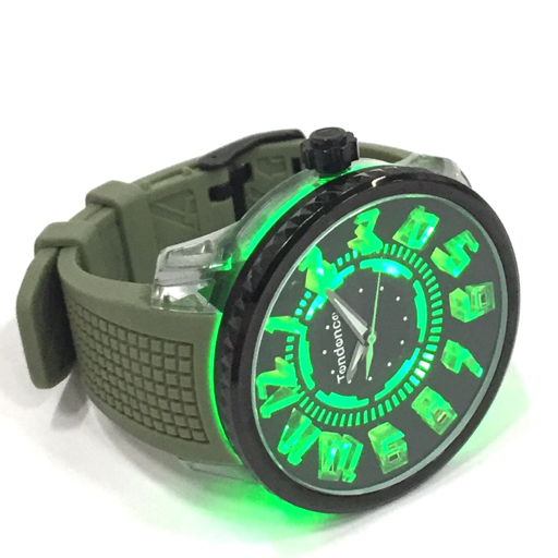 テンデンス FLASH クォーツ 腕時計 メンズ カーキ グリーン 稼働品 ラバーバンド ブランド小物 Tendence QR041-139の画像6
