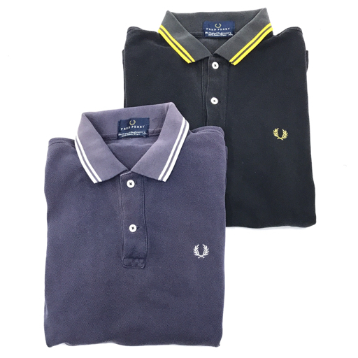  Fred Perry size L polo-shirt with short sleeves black × yellow group other navy × white group . men's tops total 2 point 