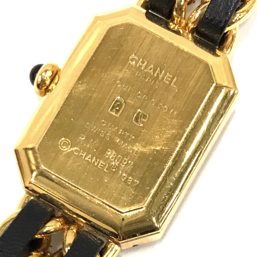シャネル プルミエール Mサイズ クォーツ 腕時計 ブラック文字盤 レディース 純正ブレス ジャンク品 CHANELの画像2