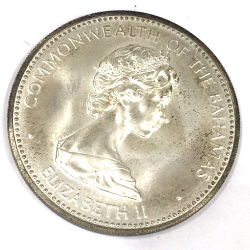 バハマ 独立記念 10ドル 記念銀貨 1973年 重量50.2g 社外ケース付き 現状品 QZ042-51の画像2
