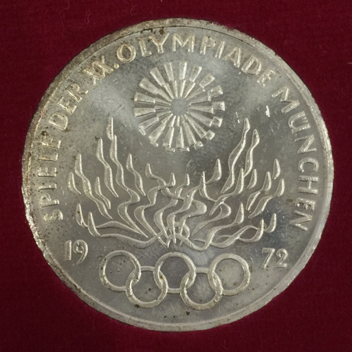 ミュンヘンオリンピック 記念銀貨 10マルク 5点セット ケース 付属 QR042-110の画像6