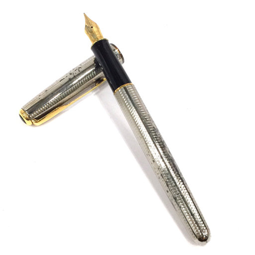 パーカー 万年筆 ペン先18K カートリッジ式 シルバーカラー 筆記用具 文房具 PARKER_画像1