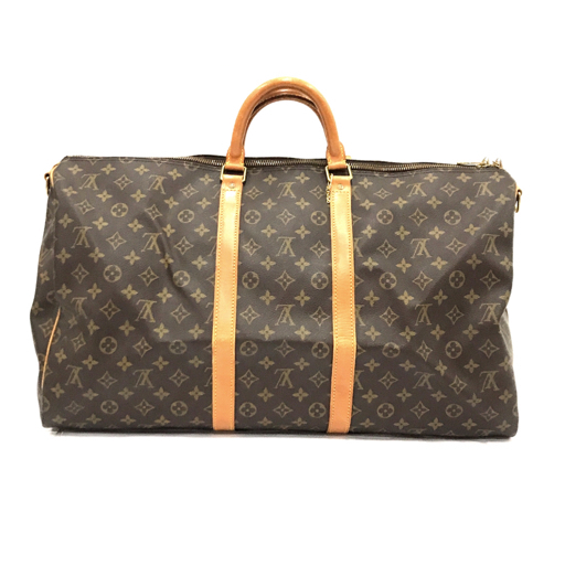 ルイヴィトン M41424 モノグラム キーポル55 ボストンバッグ ブラウン系 ネームタグ付き LOUIS VUITTON QG042-57の画像3