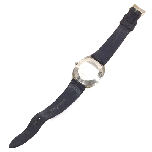 1円 ユニバーサルジュネーブ 腕時計 WHITE SHADOW ラウンド 紺文字盤 SVカラー金具 クォーツ メンズ 純正ベルトの画像6