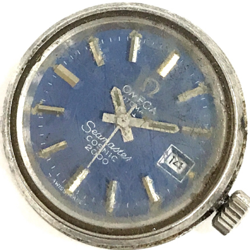 オメガ 腕時計 フェイス シーマスター COSMIC 2000 デイト 青文字盤 自動巻き レディース 稼働 OMEGAの画像1