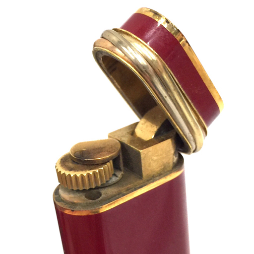カルティエ トリニティ ガスライター 高さ6.9cm 赤×ゴールドカラー 喫煙グッズ ブランド小物 保存箱付 Cartierの画像4
