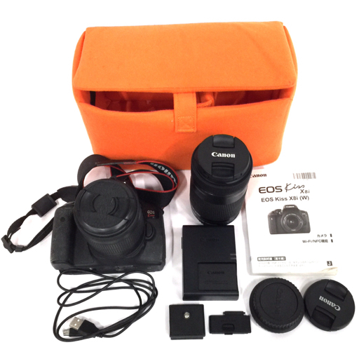 1円 Canon EOS Kiss X8i EF-S 18-55mm 1:3.5-5.6 IS STM 55-250mm 1:4-5.6 IS STM デジタル一眼レフ デジタルカメラの画像1