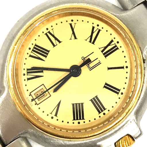 ダンヒル デイト クォーツ 腕時計 ペアウォッチ ゴールドカラー文字盤 未確認 メンズ レディース 付属品あり DUNHILL_画像6