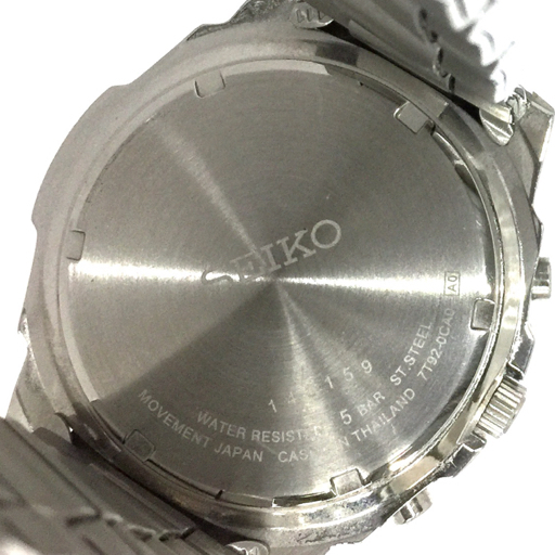 セイコー クロノグラフ デイト クォーツ 腕時計 7T92-0CA0 レッド文字盤 メンズ 稼働品 純正ブレス SEIKO QR042-299_画像2