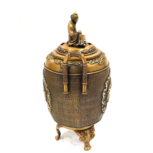 高岡銅器 剛信作 銅製 整民香炉 香立て 竜 龍 高さ 約27cm 伝統工芸品 保存箱付の画像3