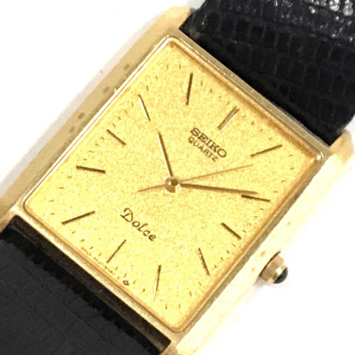 セイコー ドルチェ クォーツ 腕時計 9521-5090 メンズ ゴールドカラー文字盤 メンズ スクエアフェイス 未稼働品_画像1
