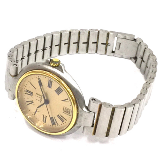 ダンヒル デイト クォーツ 腕時計 ゴールドカラー文字盤 ボーイズサイズ 未稼働品 純正ブレス DUNHILL QR042-295_画像5