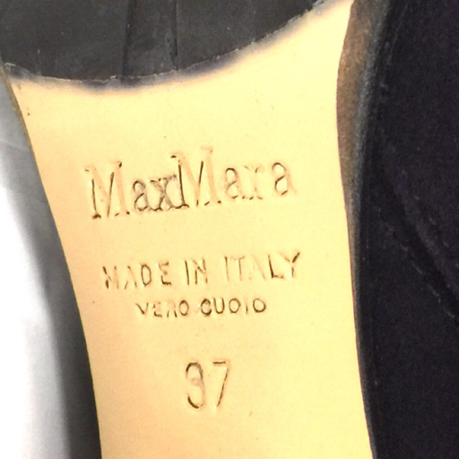 マックスマーラ サイズ 37 ロングブーツ ヒール サイドファスナー スエード レディース ダークパープル MaxMaraの画像5