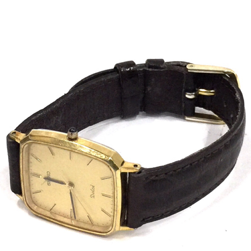 セイコー ドルチェ クォーツ 腕時計 メンズ ゴールドカラー文字盤 5E31-5A80 未稼働品 社外ベルト SEIKOの画像5