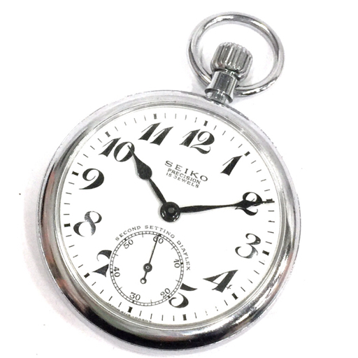 セイコー プレシジョン スモセコ スモールセコンド 手巻き 機械式 腕時計 鉄道時計 メンズ ホワイト文字盤 稼働品の画像1