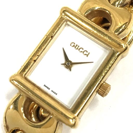 グッチ クォーツ 腕時計 レディース ホワイト文字盤 1800 L2 純正ブレス ファッション小物 未稼働品 GUCCIの画像1