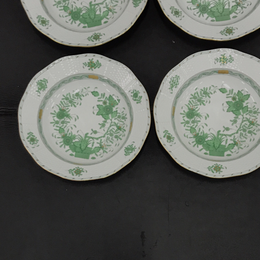 ヘレンド インドの華 グリーン スープ皿 ラウンドプレート 直径約23cm 計6枚 セット 食器 HERENDの画像4
