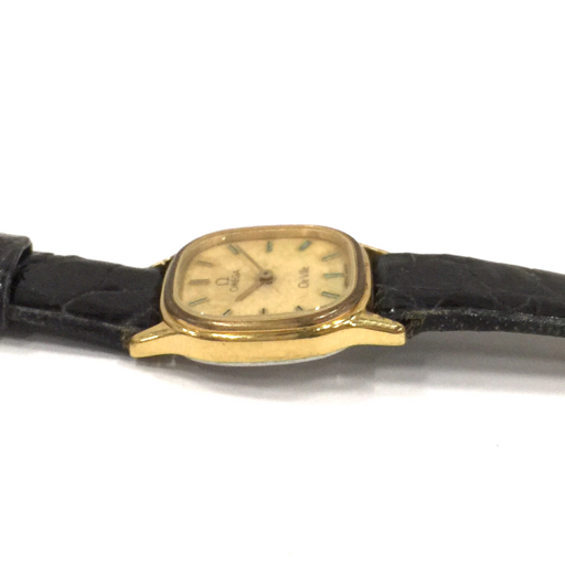 オメガ デビル クォーツ 腕時計 レディース ゴールドカラー文字盤 未稼働品 社外ベルト ファッション小物 OMEGAの画像3