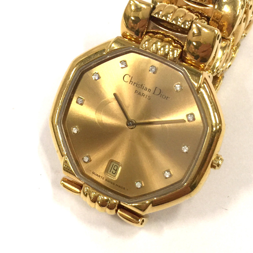 クリスチャンディオール デイト クォーツ 腕時計 ゴールドカラー メンズ 未使用品 ファッション小物 Christian Diorの画像1
