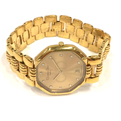 クリスチャンディオール デイト クォーツ 腕時計 ゴールドカラー メンズ 未使用品 ファッション小物 Christian Diorの画像7