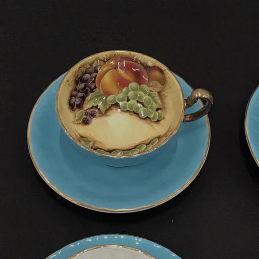 エインズレイ フルーツ柄 蝶 花柄 カップ&ソーサー 洋食器 4客セット AYNSLEYの画像2