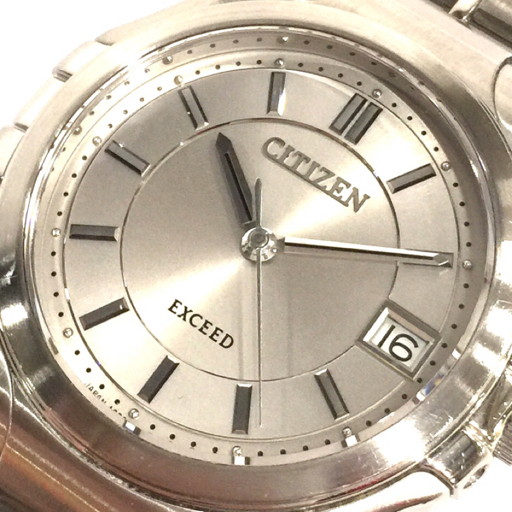 シチズン エクシード デイト クォーツ 腕時計 A690-T001246 シルバーカラー 稼働品 メンズ 純正ブレス CITIZENの画像1