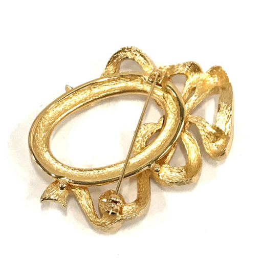  Christian Dior ribbon motif brooch Gold color preservation box attaching accessory Christian Dior QR044-112