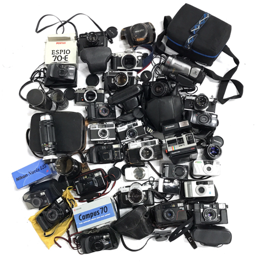 1円 Canon MODEL7/PENTAX OPTIO VS20/OLYMPUS OM-2N 等 含む フィルム デジタル カメラ レンズ 等 まとめ A11397の画像1