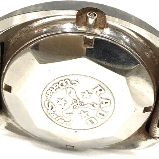 1円 ラドー 腕時計 DIASTAR ラウンド デイト 3針 シルバーカラー金具 自動巻き メンズ 社外ベルト 稼働 ジャンクの画像2