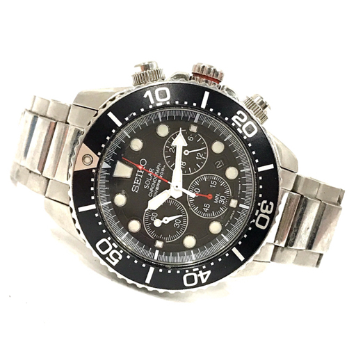 セイコー ダイバーズ クロノグラフ クォーツ 腕時計 V175-0AD0 メンズ ブラック文字盤 未稼働品 SEIKO QR044-55の画像7