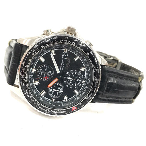 セイコー ANA クロノグラフ デイト 腕時計 メンズ ブラック文字盤 ジャンク品 純正バックル QR044-89の画像7